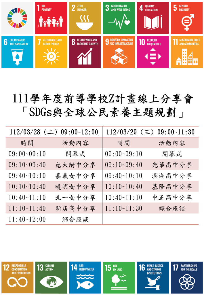「SDGs主題規劃線上分享會」活動海報
