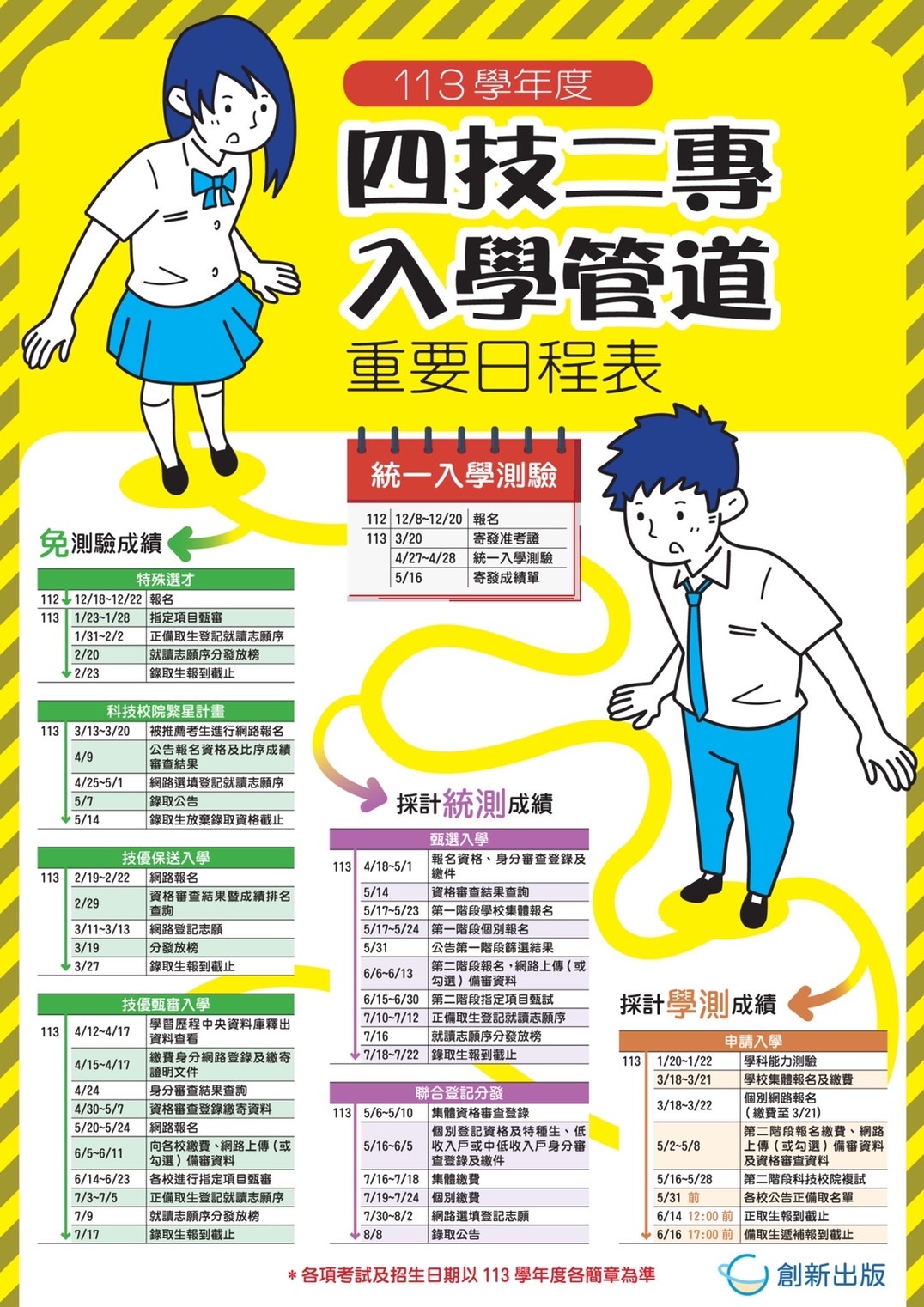 轉知113學年度『四技二專入學管道』重要日程表 – 國立馬公高級中學