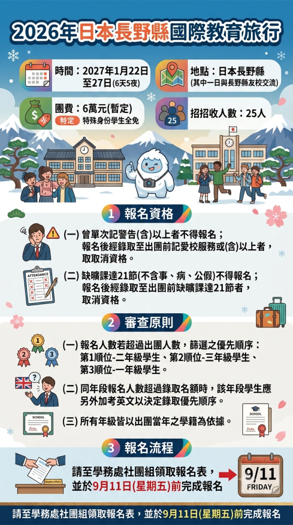 2026年日本長野縣國際教育旅行