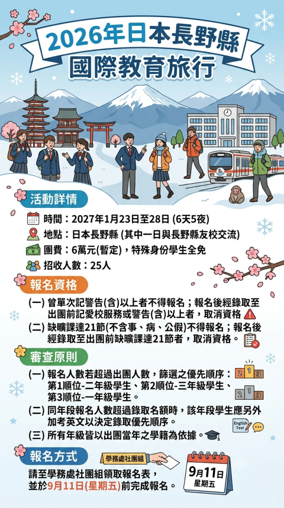 2026年日本長野縣國際教育旅行